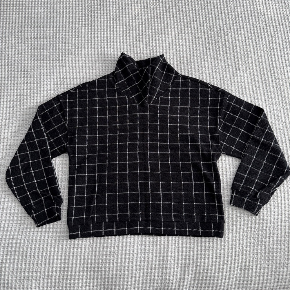 Madewell Textured Turtleneck Top in Windowpane